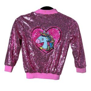 Unbranded Sequin Bomber Jacket Unicorn Rainbow Size 8?